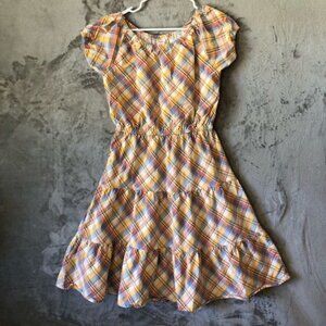 Gymboree Women Dress Size S Elastic Waisband Plaid Cottagecore‎ Colorful Summer
